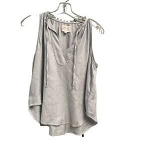 McGuire Womens Striped Loose Fit Tank Style Blouse Size XS V-Neck Tie